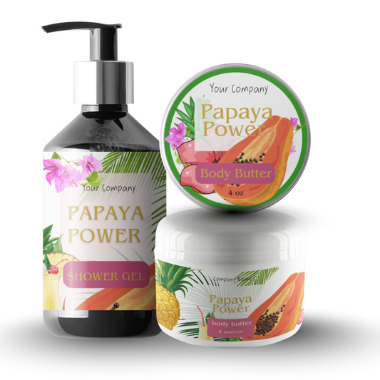 Caribbean themed Papaya Editable Label templates for Bath and Body