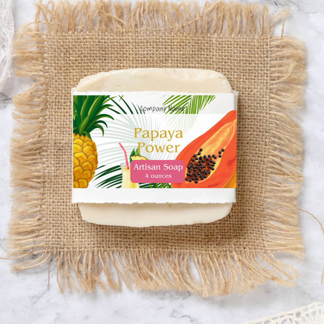 Caribbean themed Papaya Editable Label templates for Bath and Body