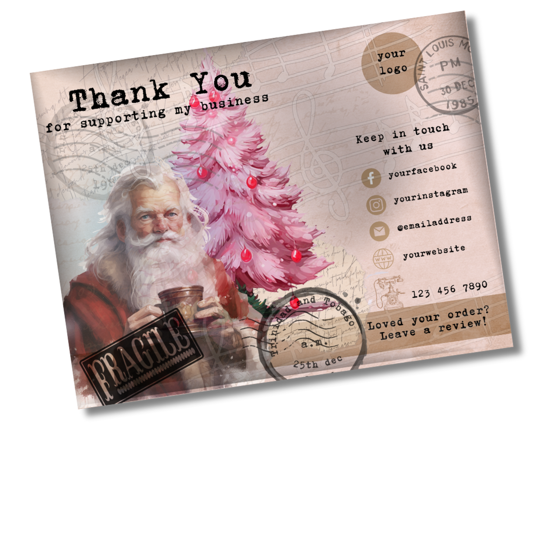 Seasonal Thank you cards and Christmas tags: Digital download