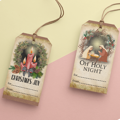 Christmas Tag Download: Set of 6 Vintage Style