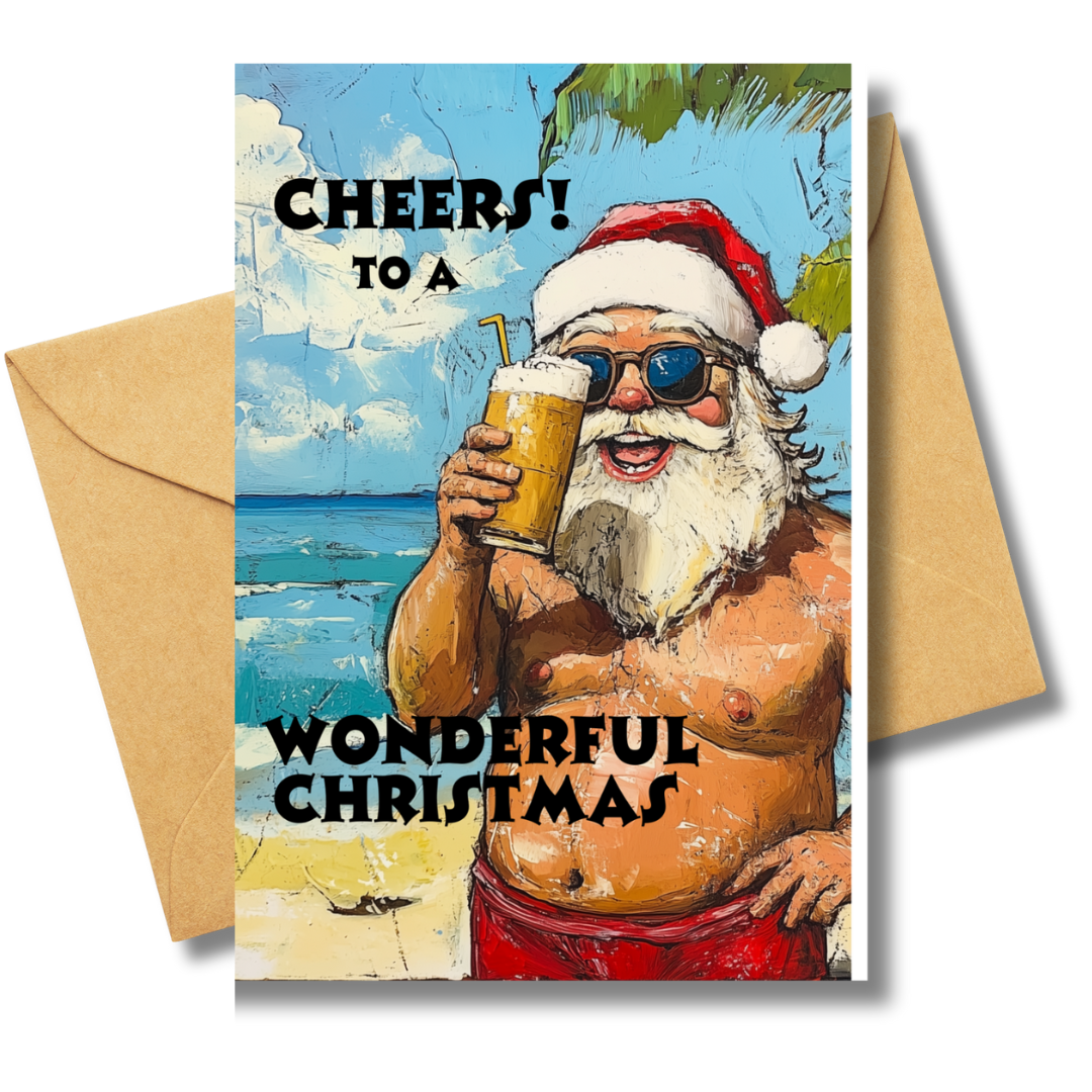 Cheers Beach Santa Card Download
