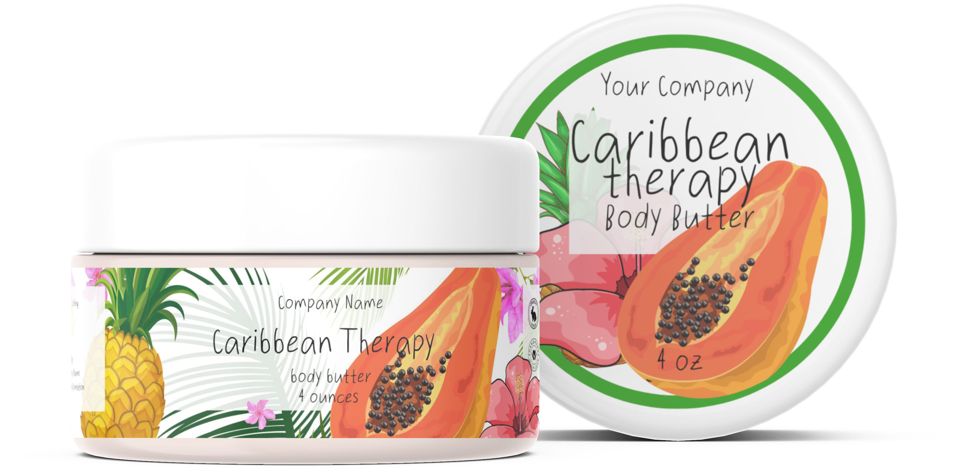 Caribbean themed Papaya Editable Label templates for Bath and Body
