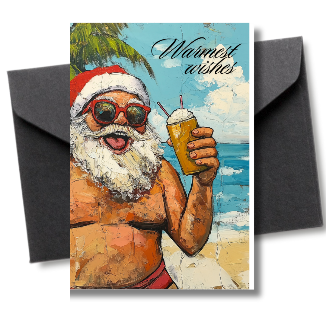 Warmest Wishes Happy Santa Card Download