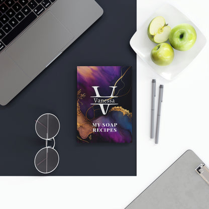 Monogrammed, customisable recipe journal. Dark colours