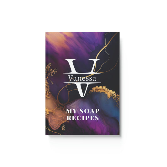 Monogrammed, customisable recipe journal. Dark colours