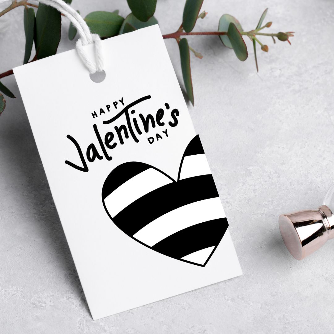 Valentine Tag Download: Black and white